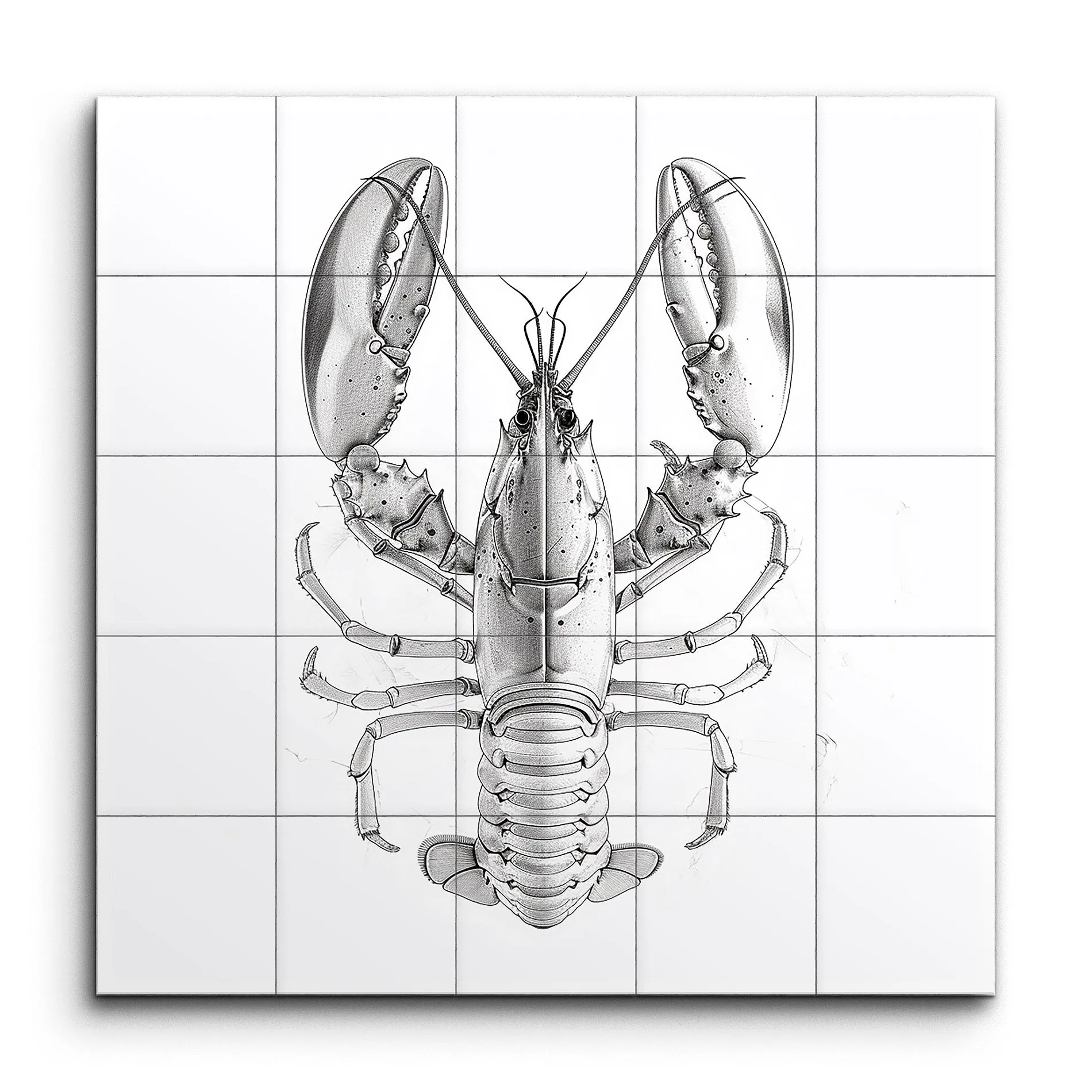 Lobster Elegance: Monochrome Marine Art