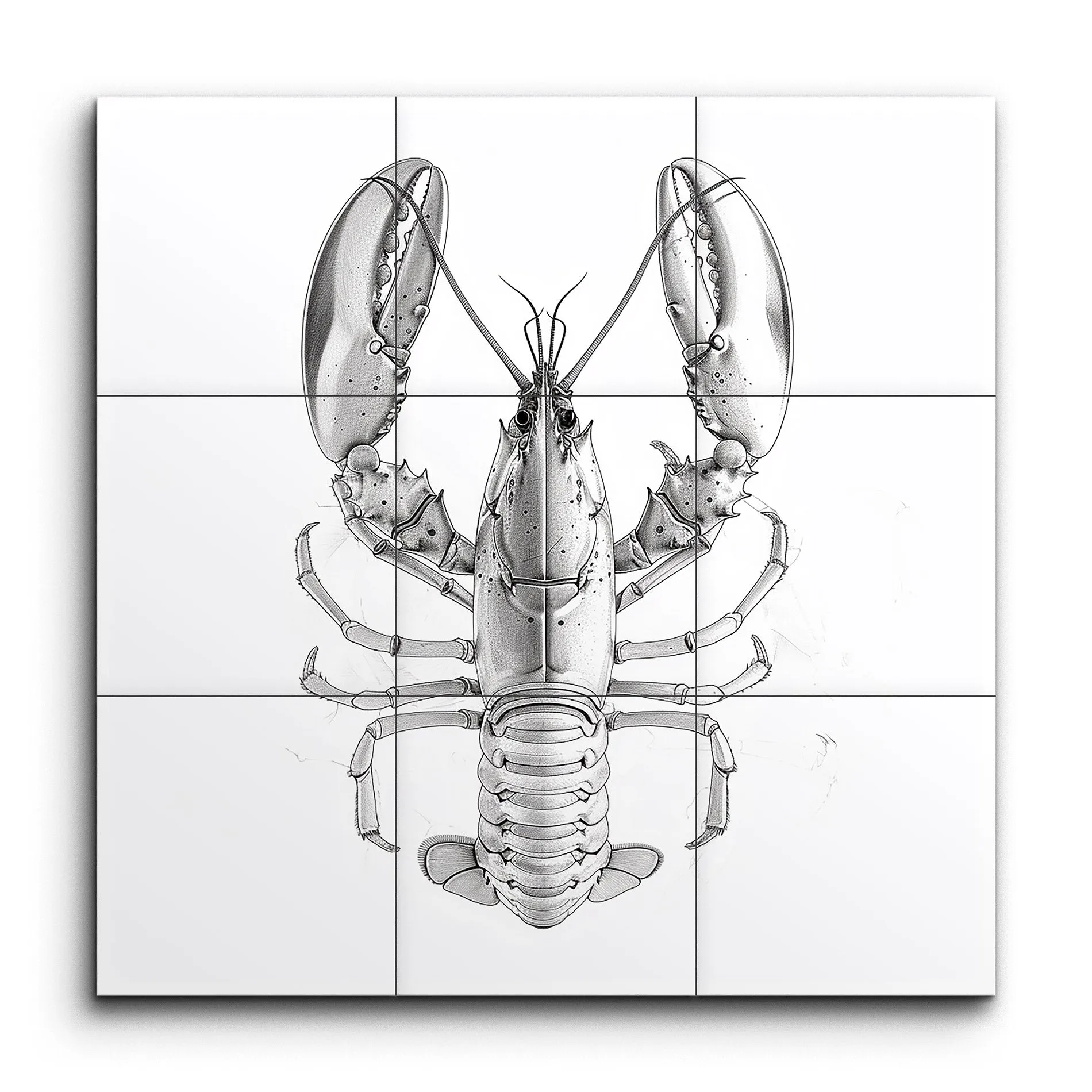 Lobster Elegance: Monochrome Marine Art