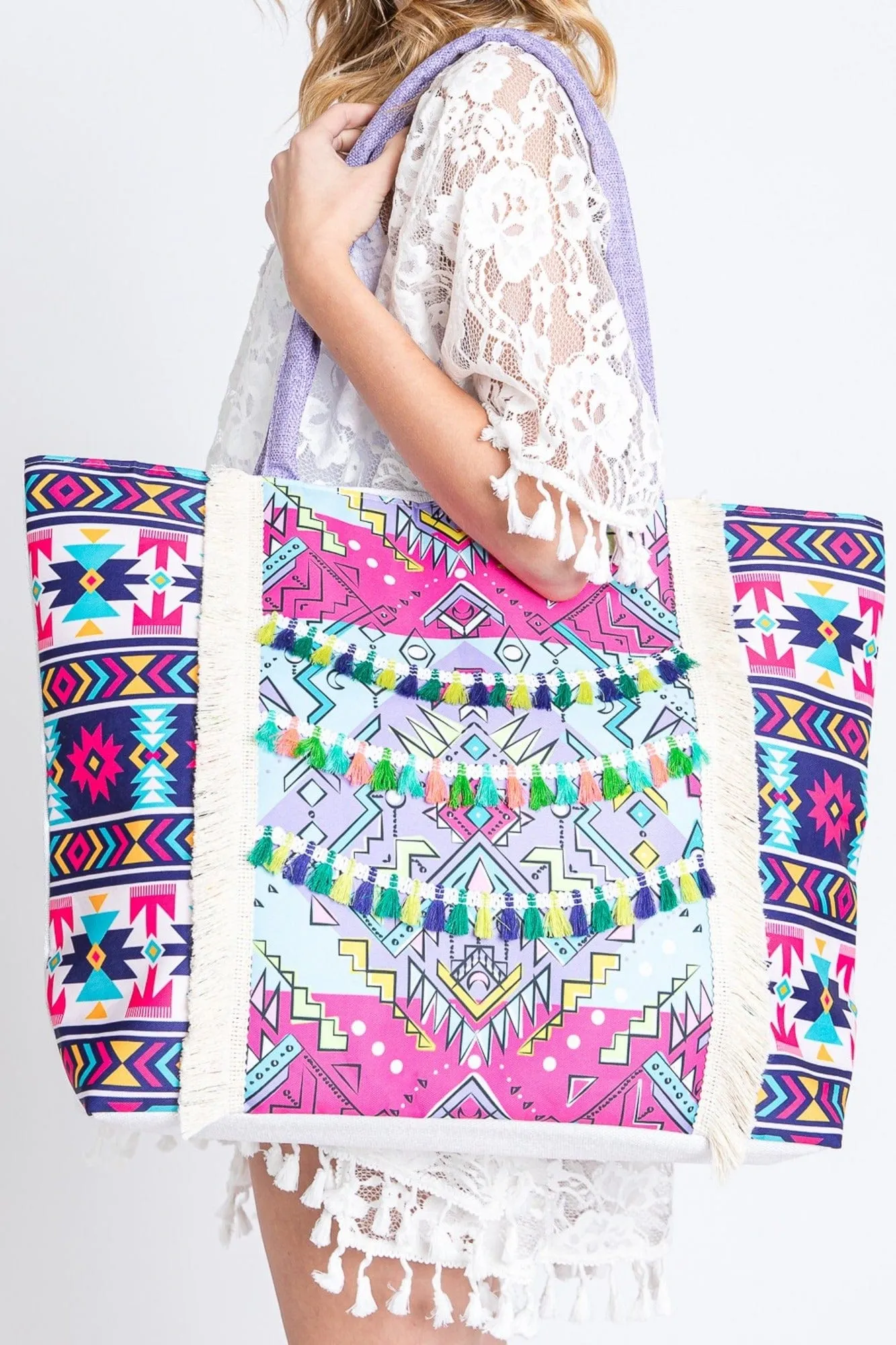 MB0246 Lilianna Boho Fringe Tote Bag