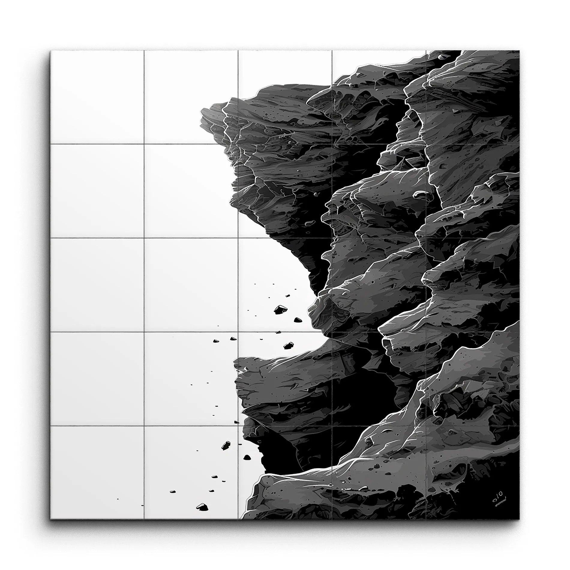 Monochrome Cliffside: Abstract Natures Majesty