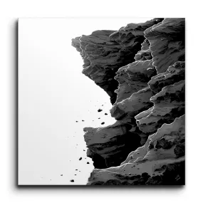 Monochrome Cliffside: Abstract Natures Majesty