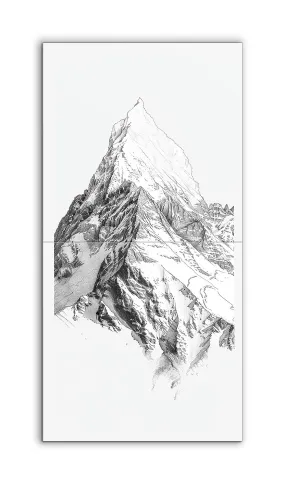 Monochrome Mountain Peak: Pen-and-Ink Masterpiece