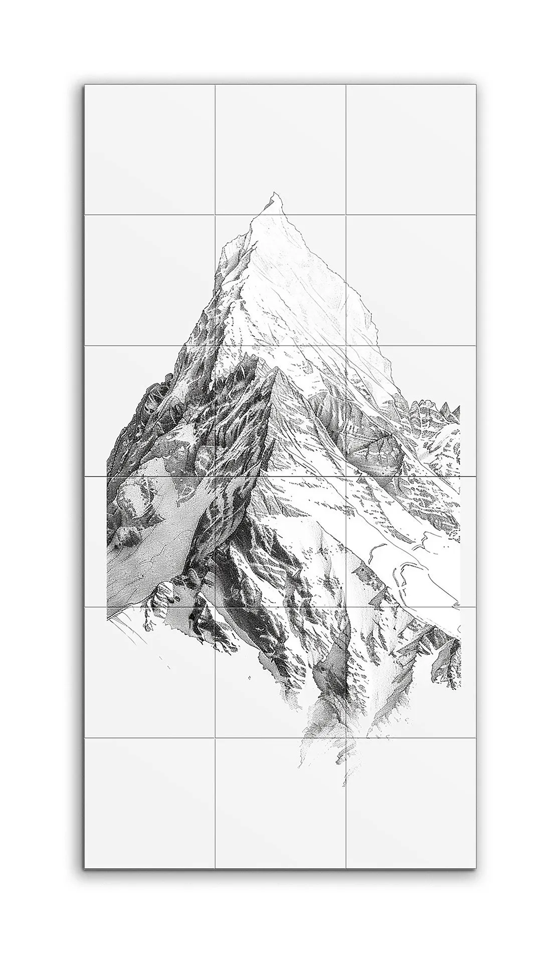 Monochrome Mountain Peak: Pen-and-Ink Masterpiece