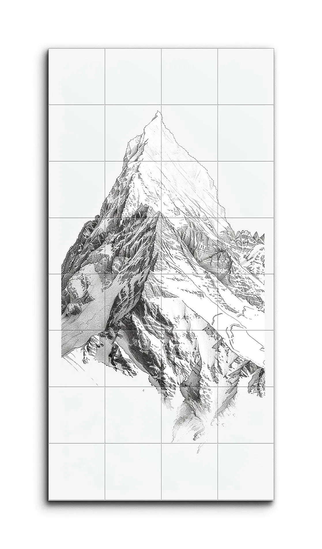 Monochrome Mountain Peak: Pen-and-Ink Masterpiece