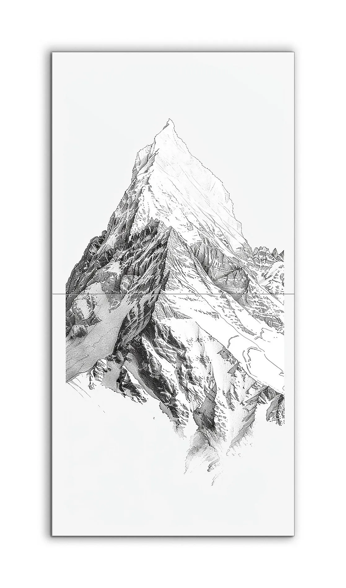 Monochrome Mountain Peak: Pen-and-Ink Masterpiece