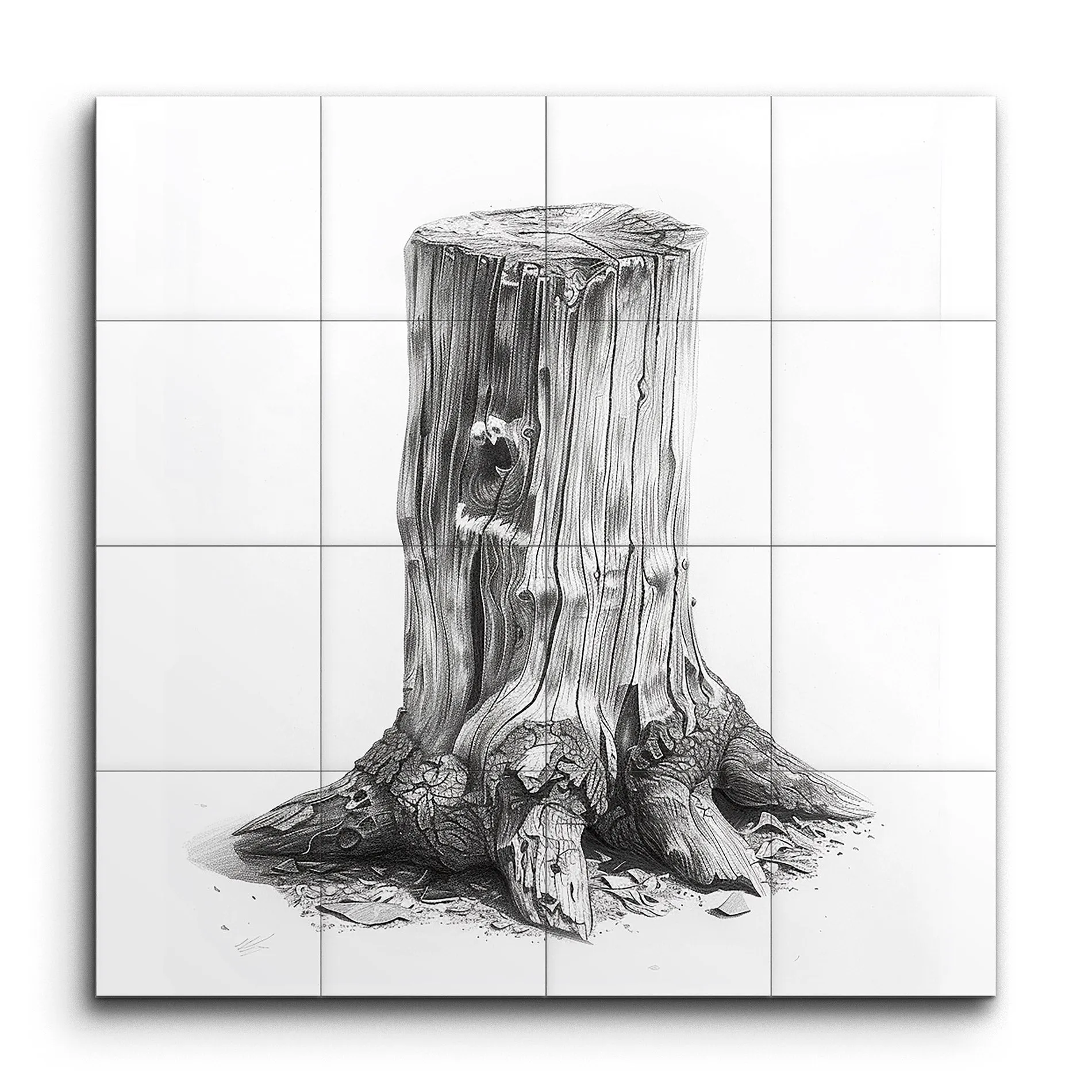 Monochrome Weathered Tree Stump Art