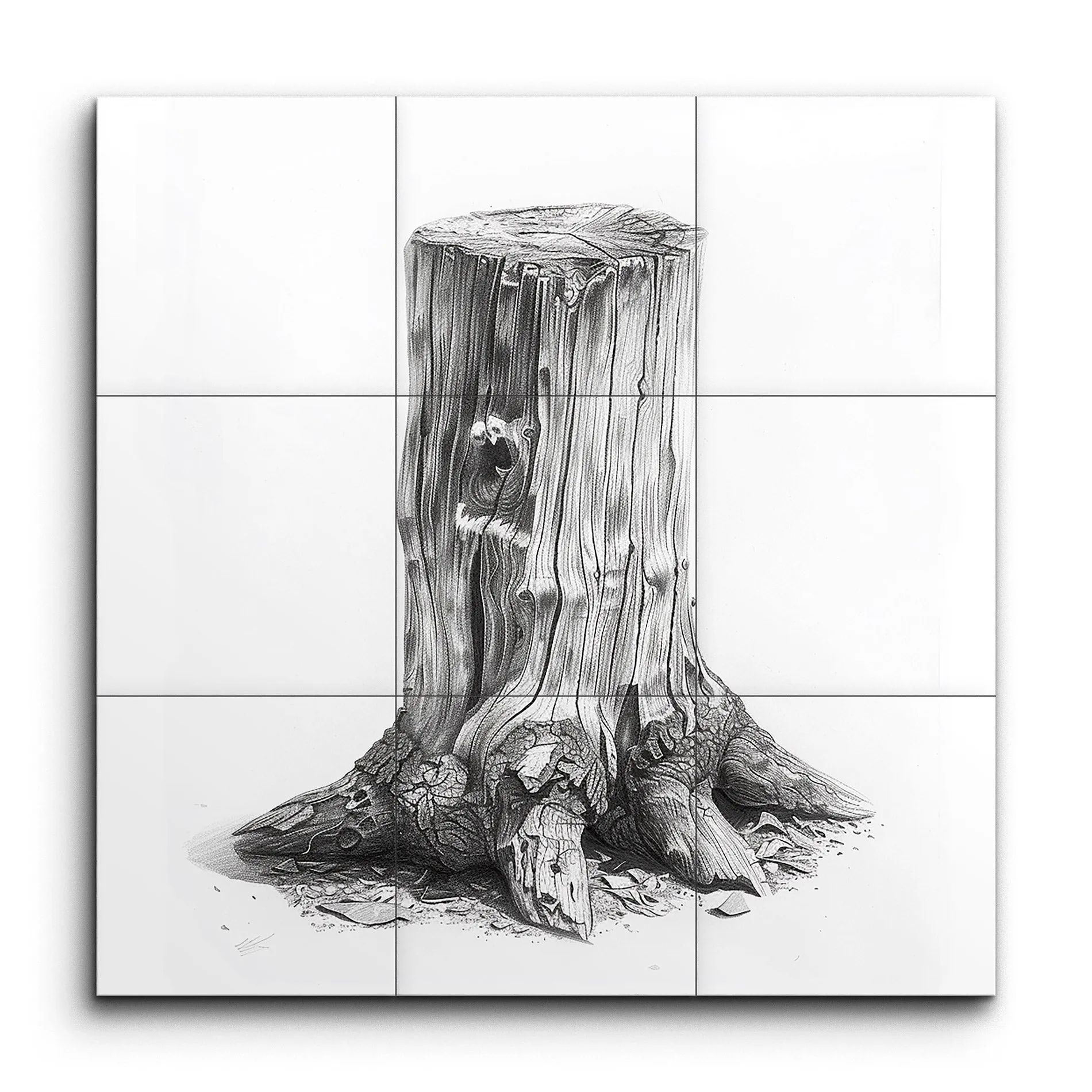 Monochrome Weathered Tree Stump Art