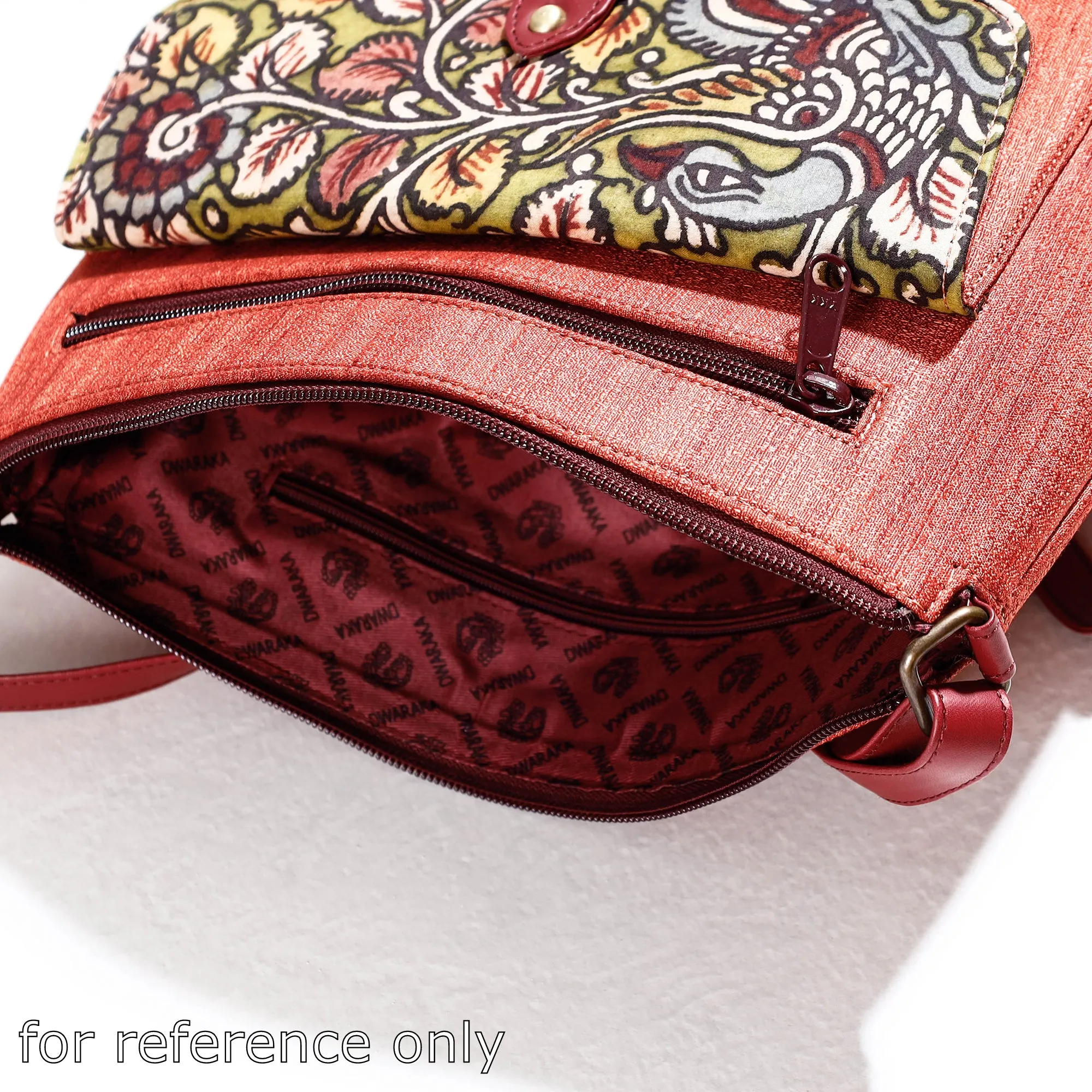Orange - Handpainted Kalamkari Natural Dyed Ghicha Silk Sling Bag