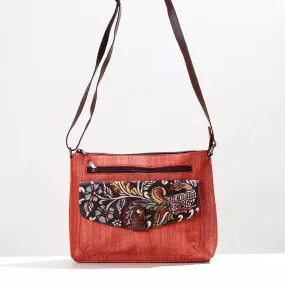 Orange - Handpainted Kalamkari Natural Dyed Ghicha Silk Sling Bag