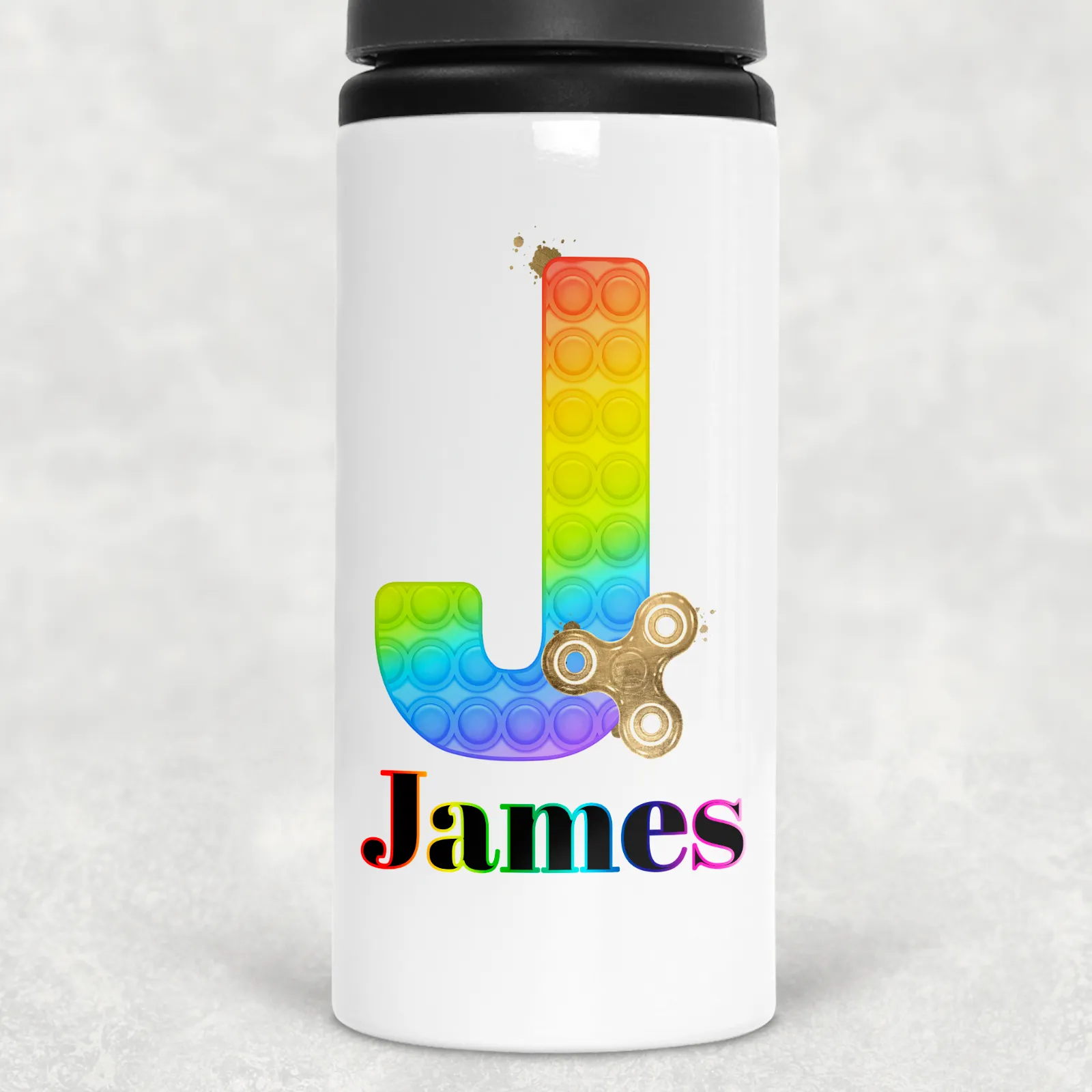 Pop It Fidget Alphabet Personalised Aluminium Straw Water Bottle 650ml