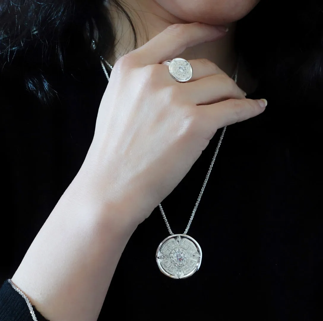 Revive Your Inner Kingdom Large Pendant Necklace Silver
