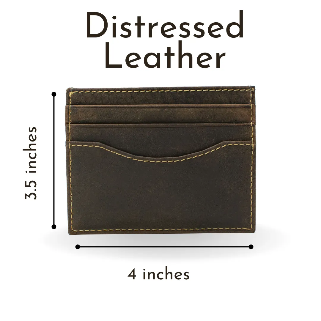 Ridgeline Trail Brown Distressed Leather Belt and Wallet Set by Nickel Smart®