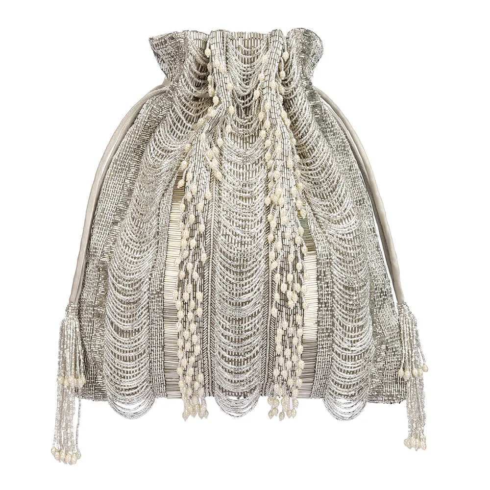 Ruche Potli Lustrous Silver