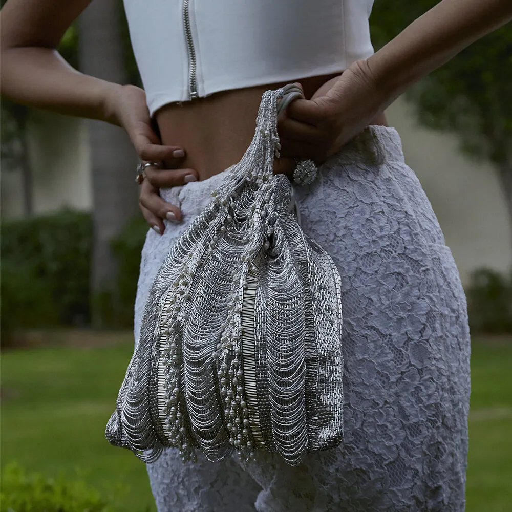 Ruche Potli Lustrous Silver