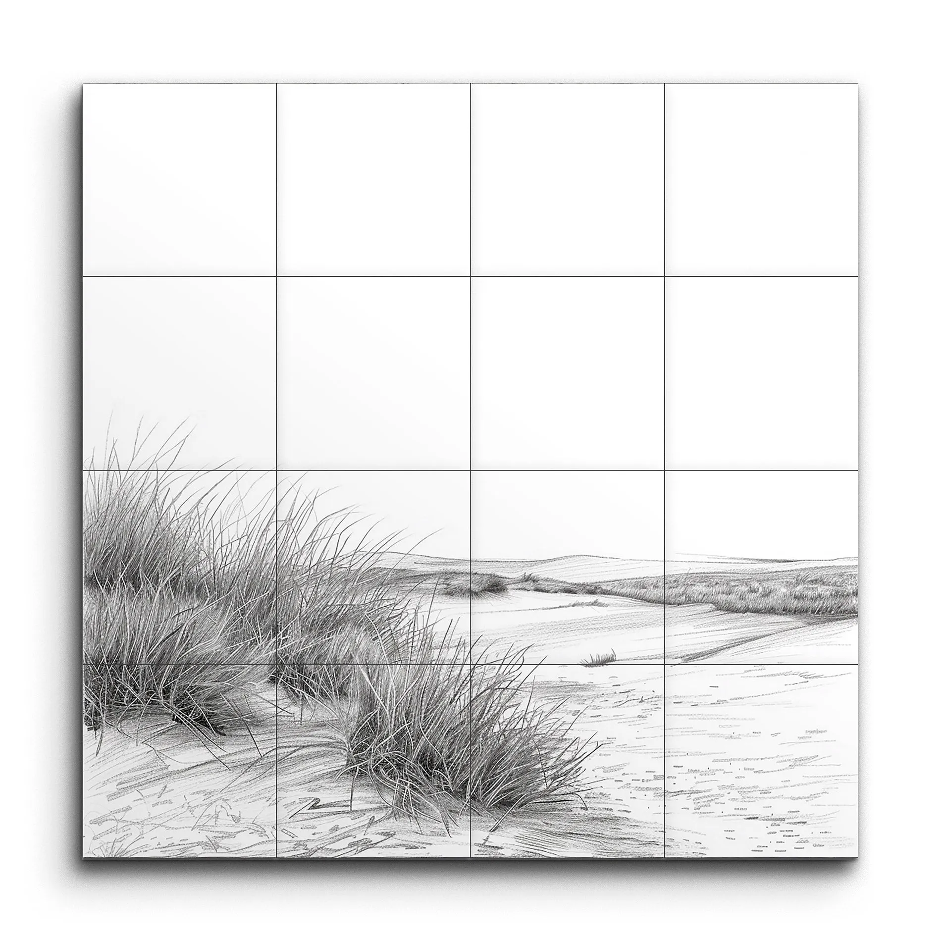 Serene Coastal Landscape in Monochrome
