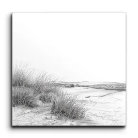 Serene Coastal Landscape in Monochrome
