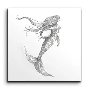 Serene Mermaid: Monochrome Elegance
