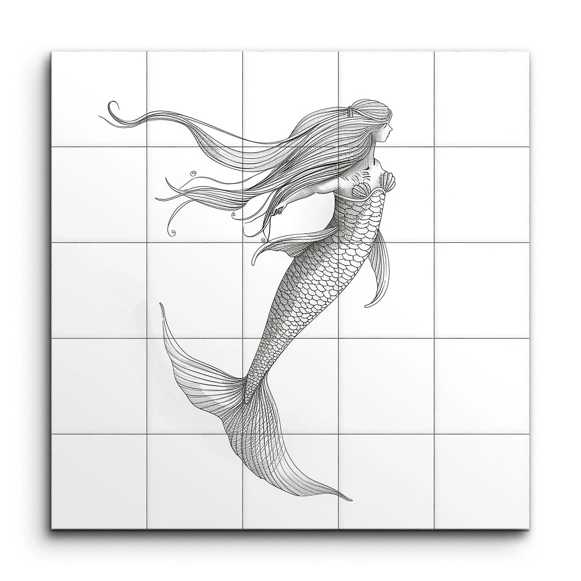 Serene Mermaid: Monochrome Elegance