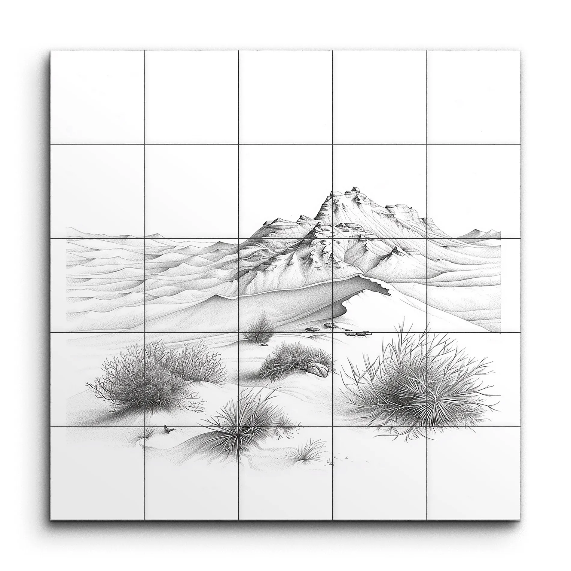 Serene Mountain Elegance: Pencil Landscape Art