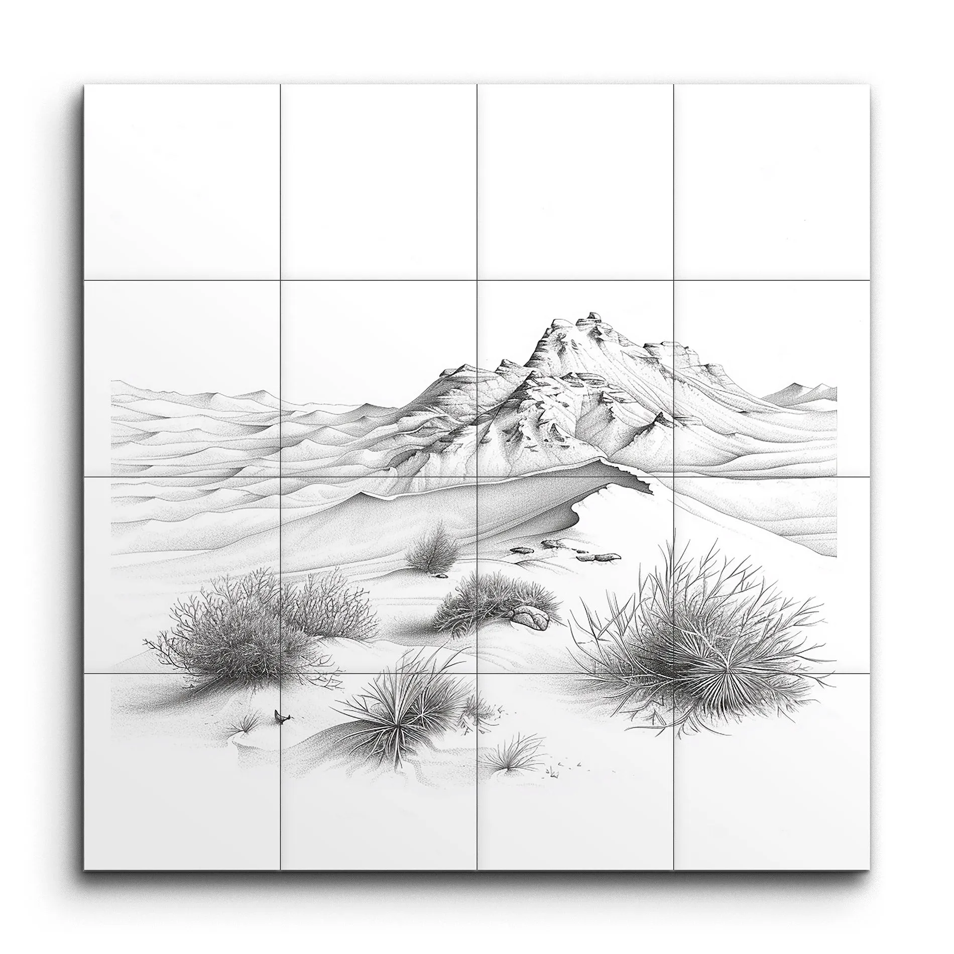 Serene Mountain Elegance: Pencil Landscape Art