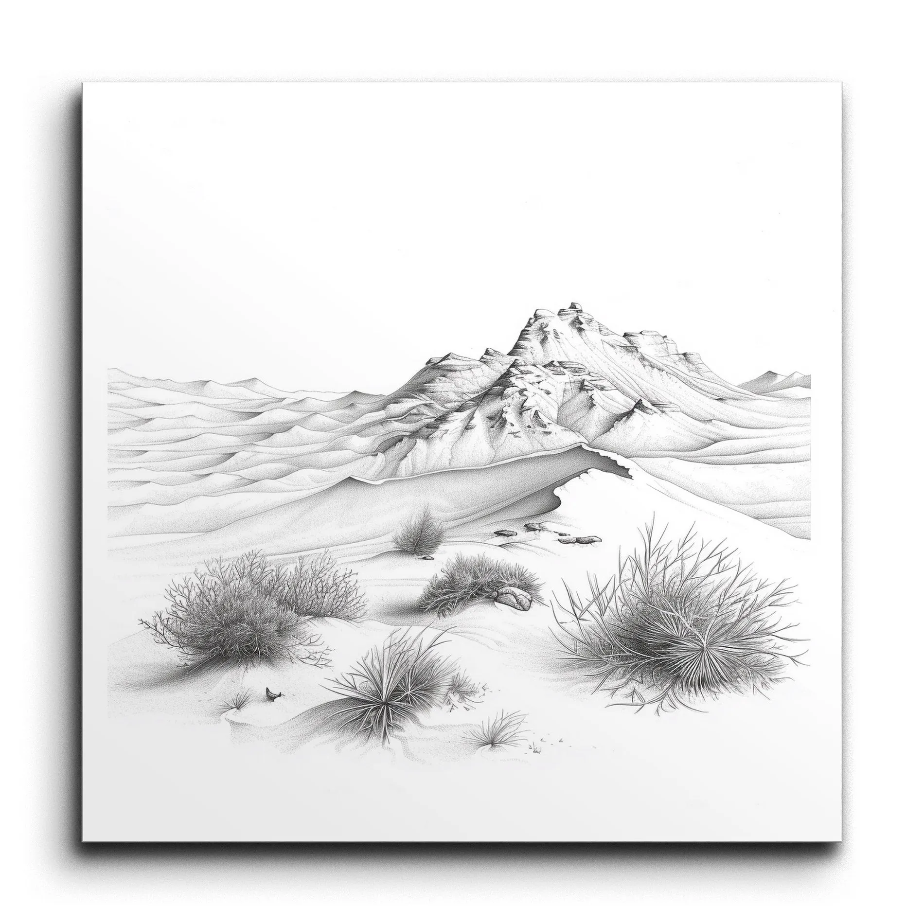 Serene Mountain Elegance: Pencil Landscape Art