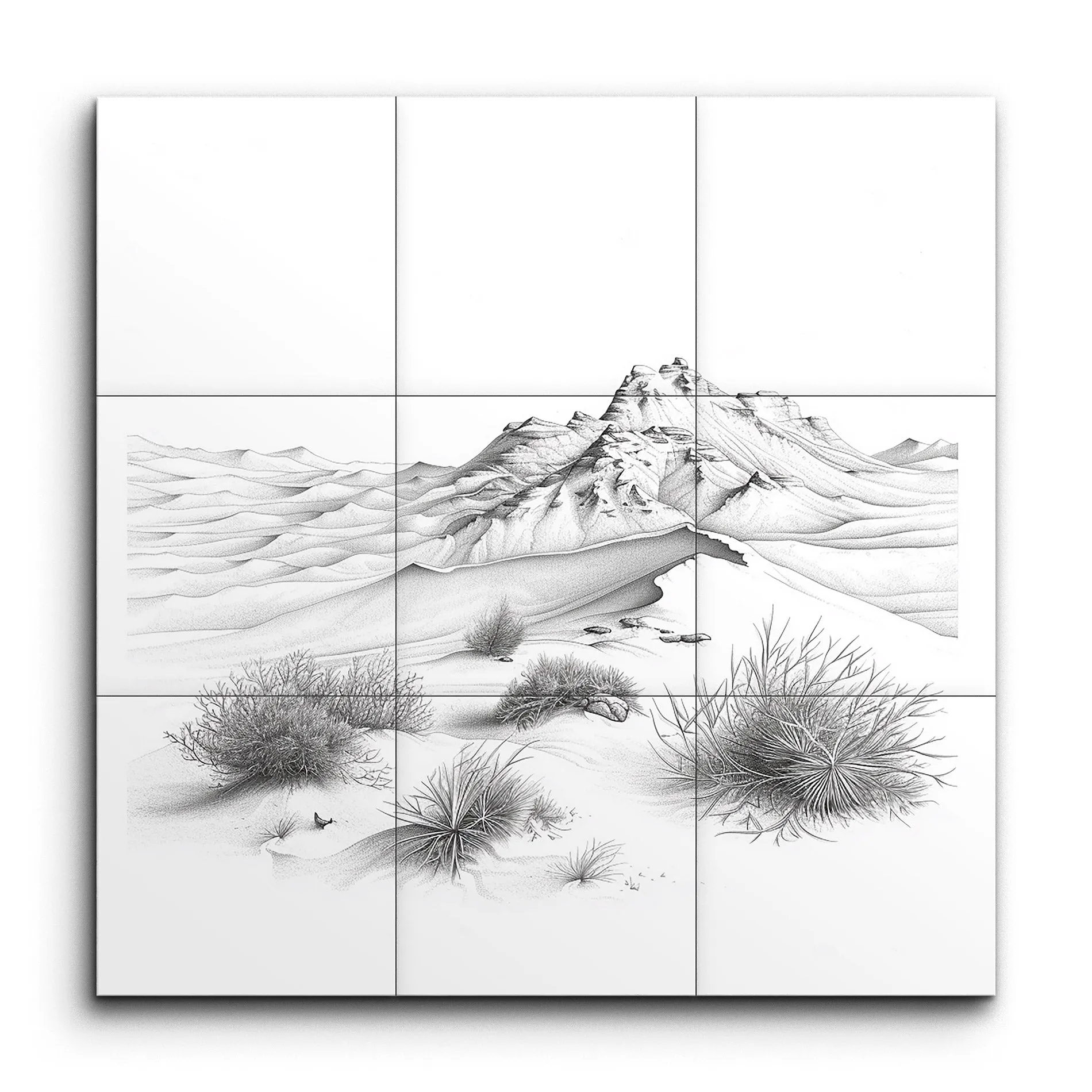 Serene Mountain Elegance: Pencil Landscape Art