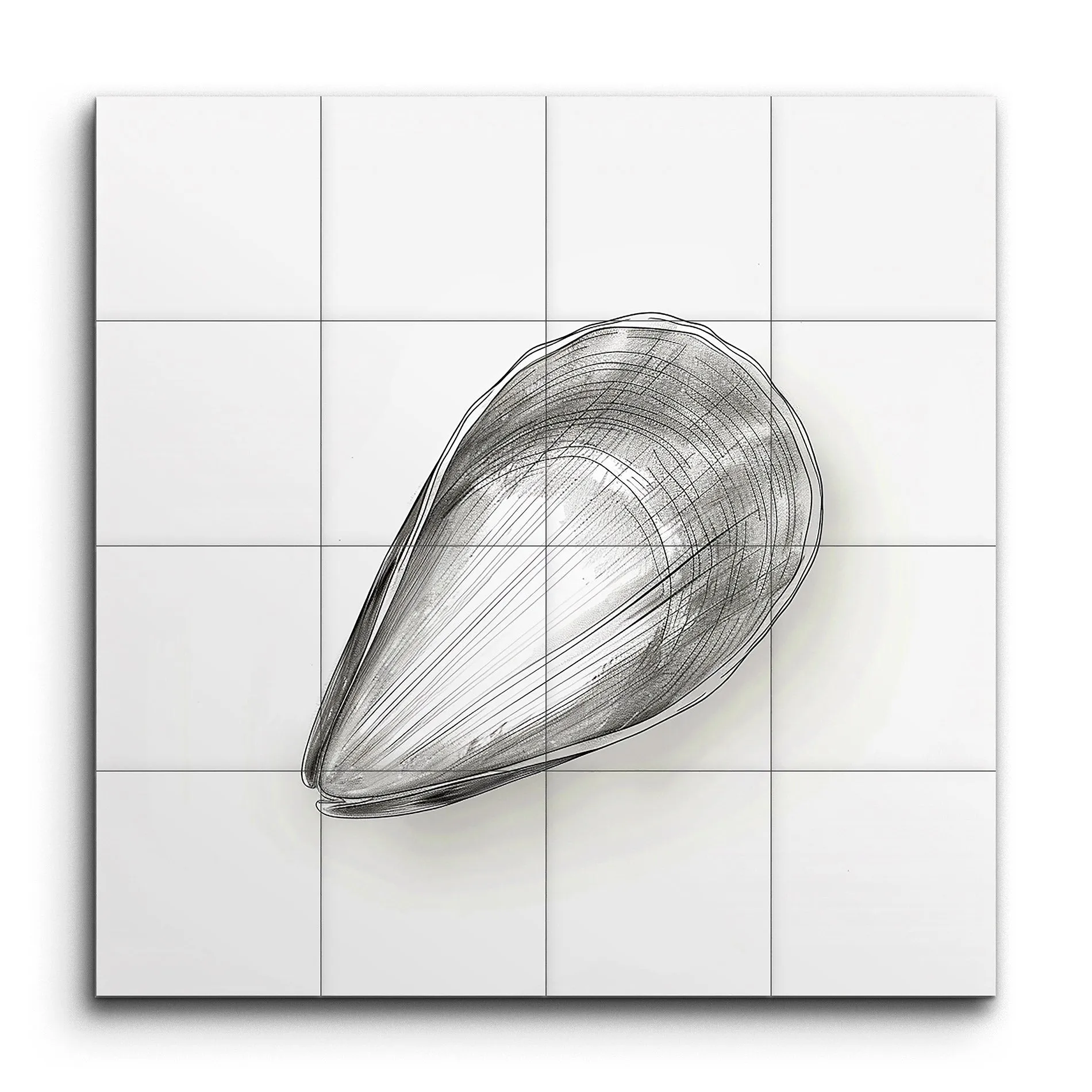 Serene Ocean Monochrome Mussel Shell Art