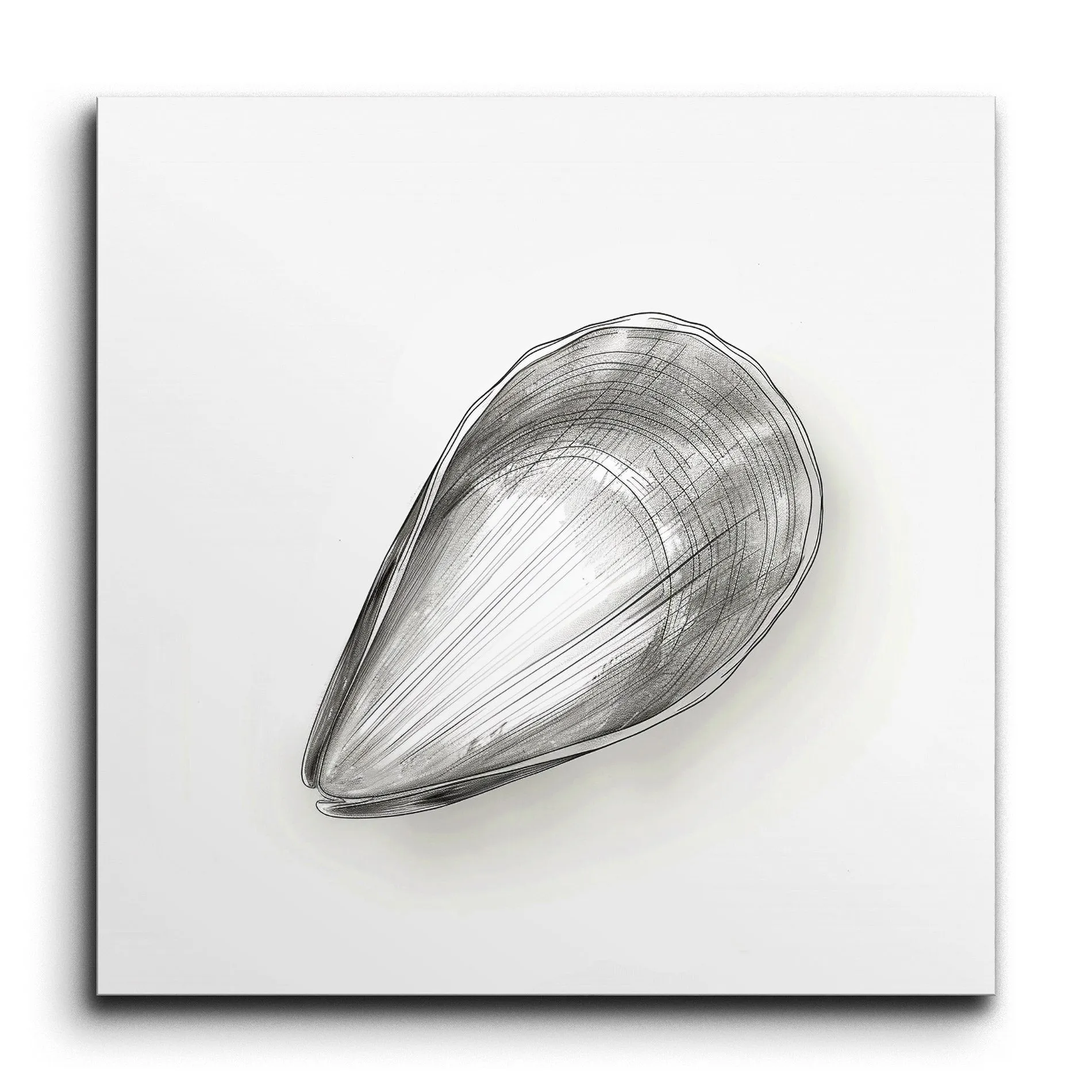 Serene Ocean Monochrome Mussel Shell Art