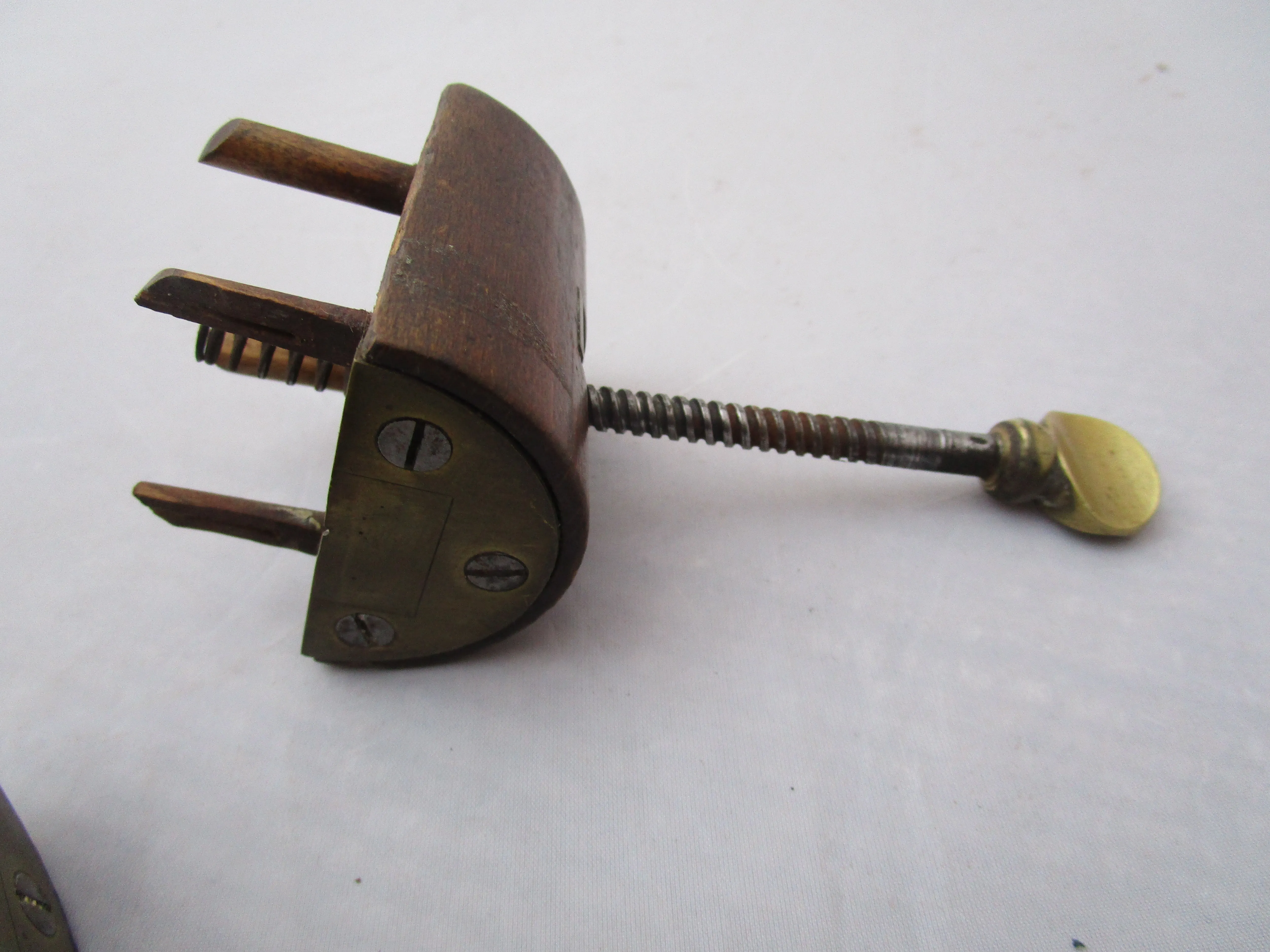 Small Brass Bound Hardwood Vice Antique Victorian c1890