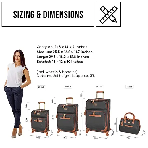 Steve Madden Luggage Set 4 Piece- Softside Expandable Suitcase Set