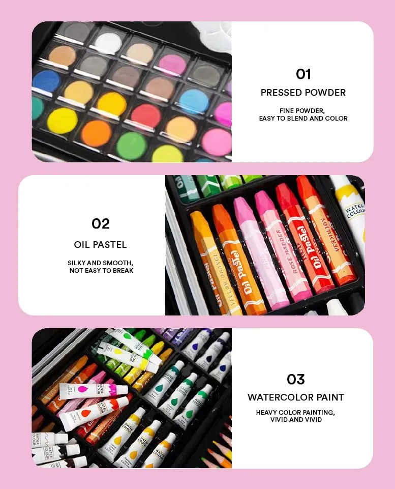 SYGA 145 Pencils and Painting Color set for Beginners & Pro Artists Drawing Art, Sketching and Colouring, Pink