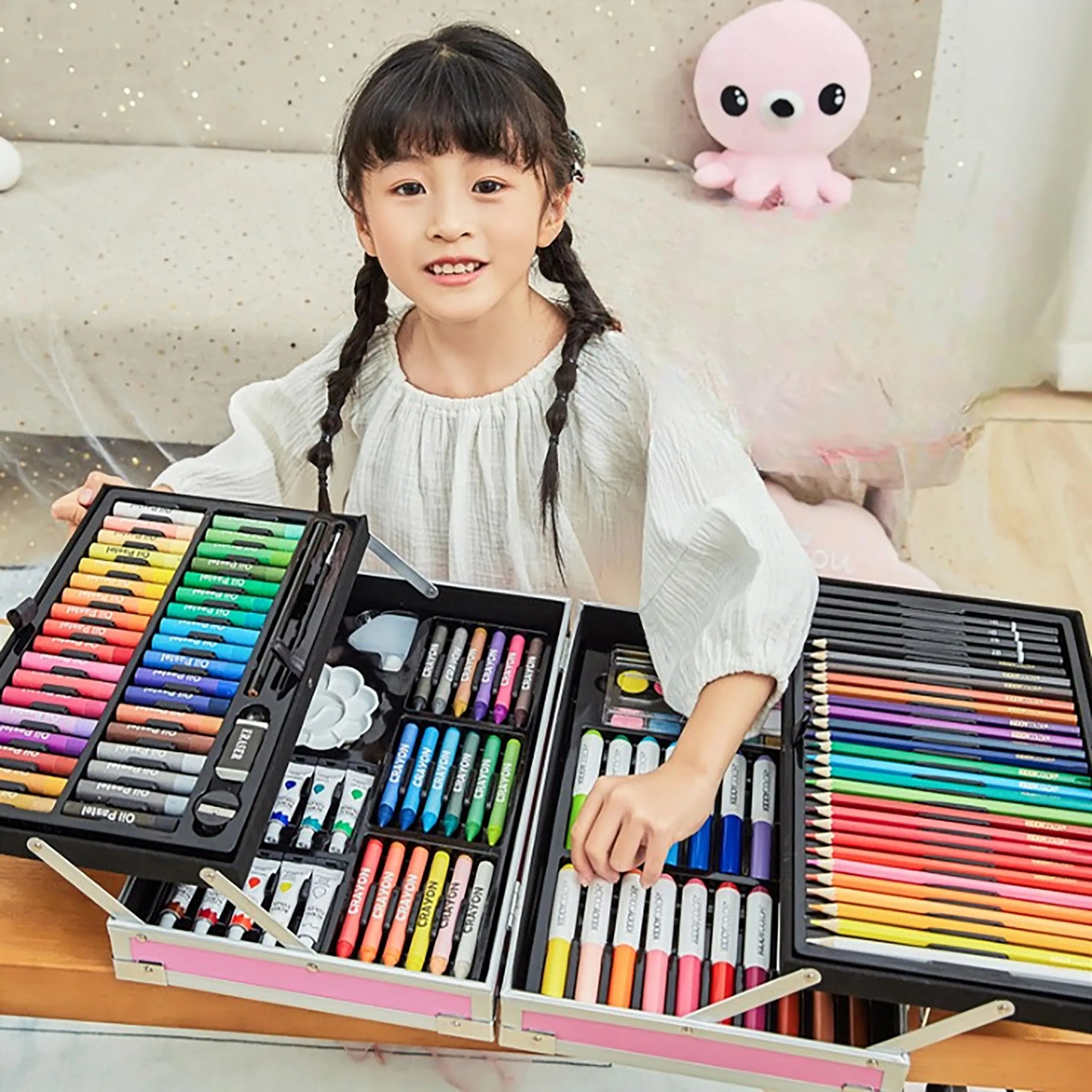SYGA 145 Pencils and Painting Color set for Beginners & Pro Artists Drawing Art, Sketching and Colouring, Pink