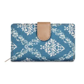 THE CLOWNFISH Fab Series Printed Handicraft Fabric & Vegan Leather Ladies Wallet Clutch Purse for Women Girls with Multiple Compartments (Multicolour-Rainbow)