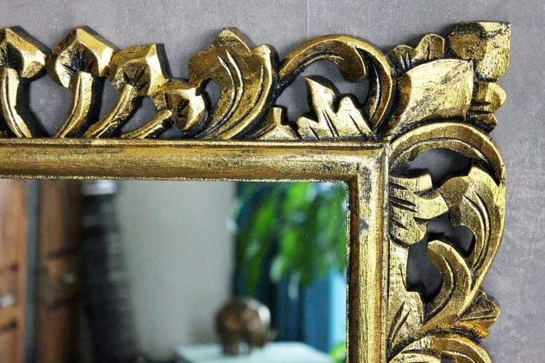 THE SARA ENTERPRISES Wooden Mirror Frame Size(24x48) Inch Colour (Antique Gold) Frame Material Wood Only Frame with Out Mirror Wall Mirror Crafted for Any Glamour Queen, This Floor Mirror is a