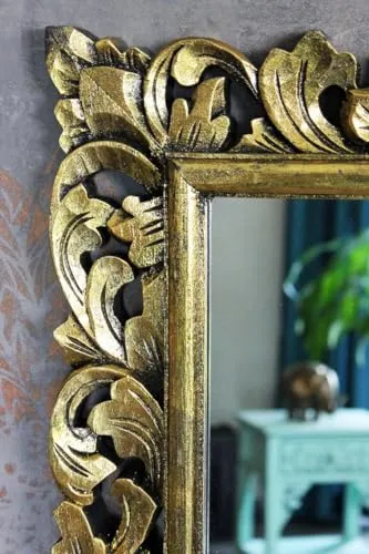 THE SARA ENTERPRISES Wooden Mirror Frame Size(24x48) Inch Colour (Antique Gold) Frame Material Wood Only Frame with Out Mirror Wall Mirror Crafted for Any Glamour Queen, This Floor Mirror is a