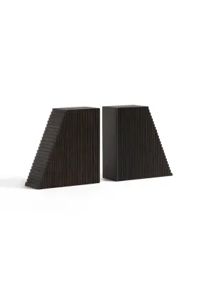 Varnished Mahogany Book Ends (2) | Ethnicraft Grooves