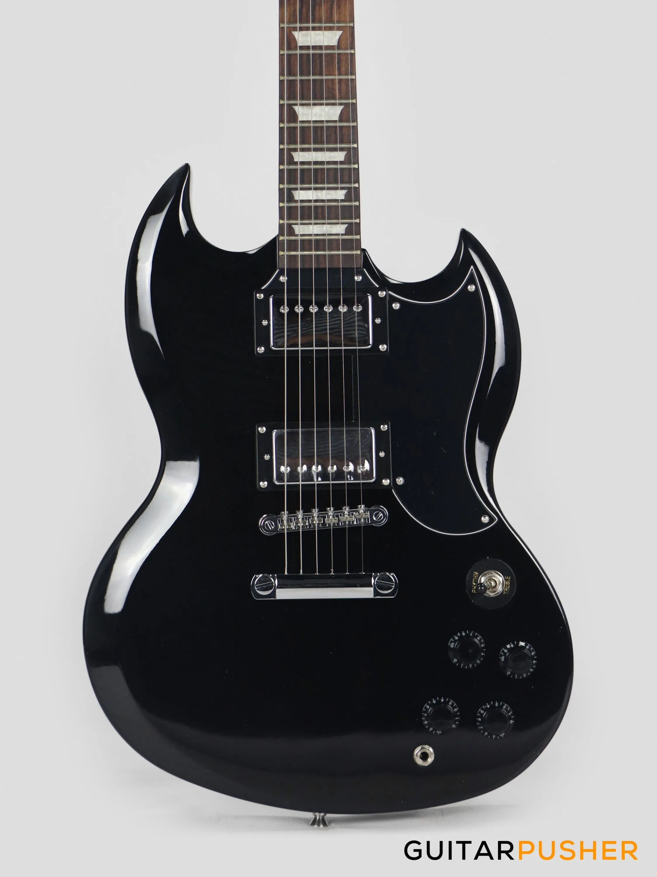 Vintage Coaster Series V69 Electric Guitar w/ Kinsman 10-Watt Amplifier, Gig Bag, & Accessories - Boulevard Black