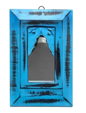 WoodIdea Tampel Mirror Vintage Rectangular Floral Wood Carved Mirror, Handcrafted Wooden Mirror Frame,