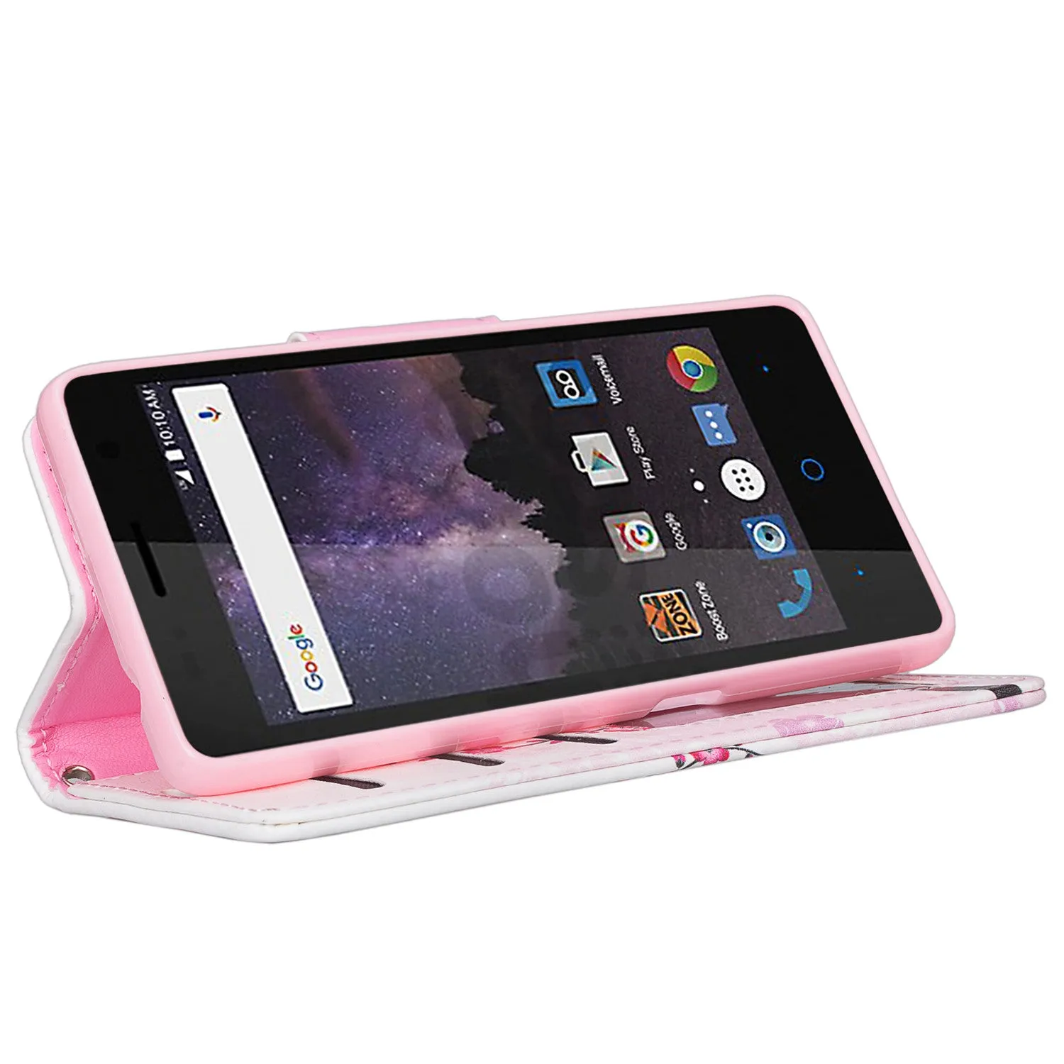 ZTE Majesty Pro, Majesty Pro Plus, Tempo Cover, Pu Leather Magnetic Fold[Kickstand] Wallet Case with ID & Card Slots - Cherry Blossom